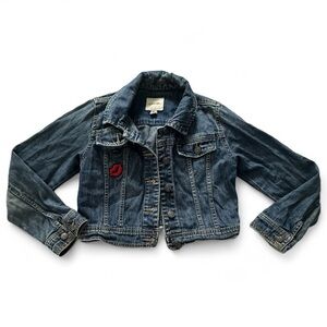 🌺 5 X 25 Cherokee Blue Denim Jacket with Red Accent M 7/8